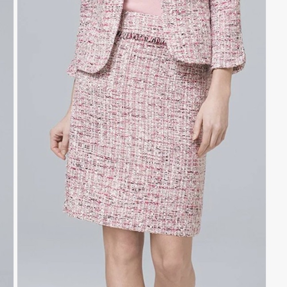Pink WHBM Tweed Pencil Skirt, 8